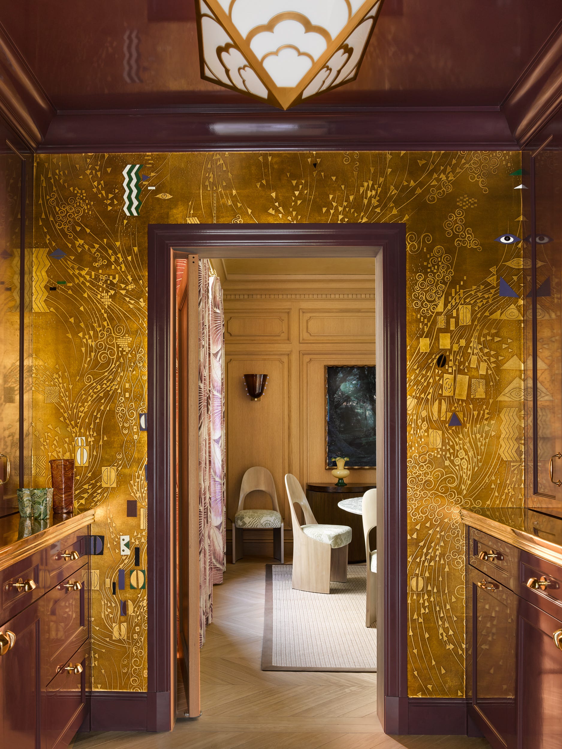 butler's pantry with gold wallpaper butler's pantry with gold wallpaper