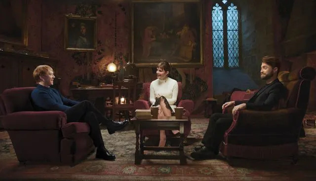 Nick Wall Rupert Grint, Emma Watson, and Daniel Radcliffe in 'Harry Potter 20th Anniversary: Return to Hogwarts'