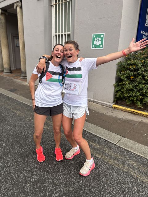 Runners at the Gaza solidarity run. Photo: Jennie Cotter