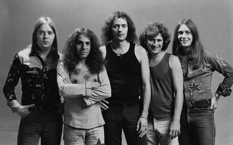 The original line-up of British rock group Rainbow in Los Angeles in 1975