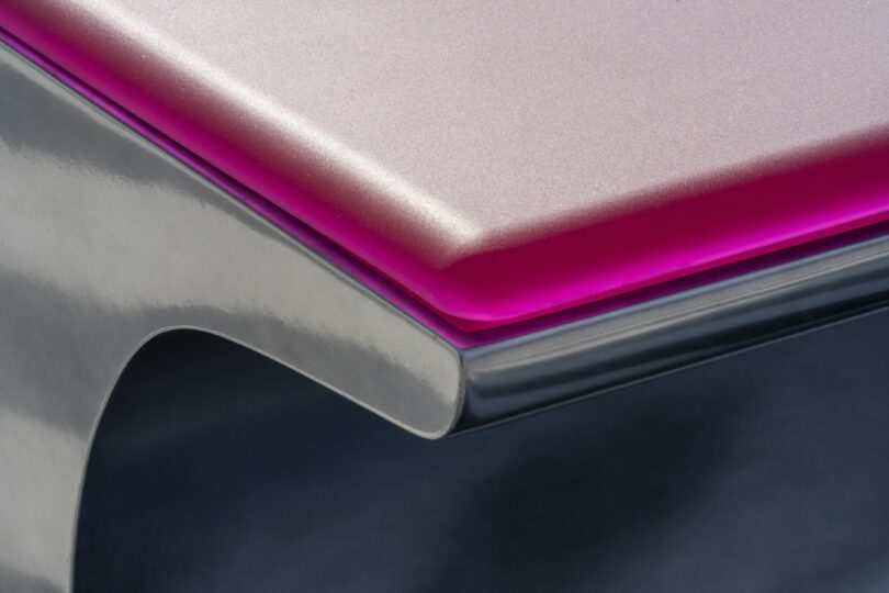 close up of an outdoor seating with pigmented cushions
