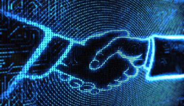 pixelated handshake background