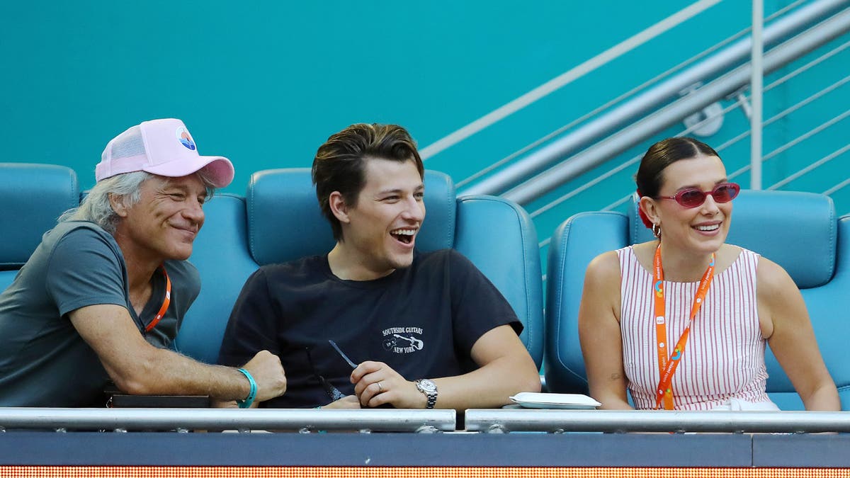 Jon Bon Jovi, Jake Bongiovi and Millie Bobby Brown at US Open