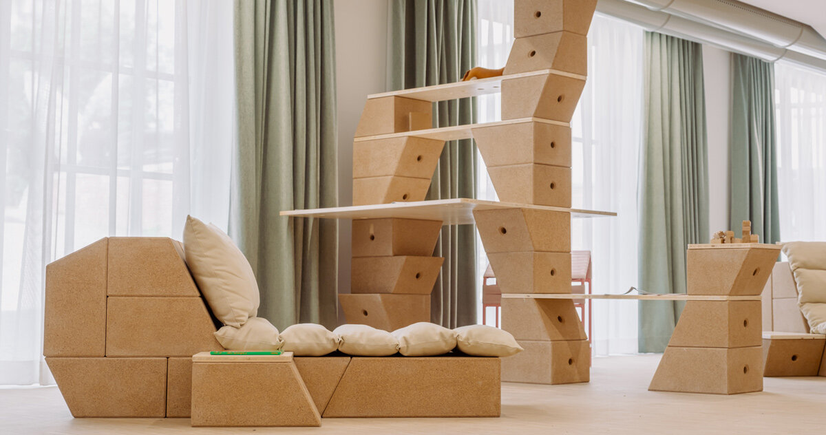 luca cipelletti crafts modular cork installation at triennale milano