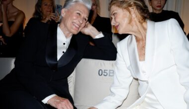 Glenn Close, Lauren Hutton at the Giorgio Armani fashion show as part of Spring/Summer 2026 Milan Fashion Week on September 28, 2025 in Milan, Italy.