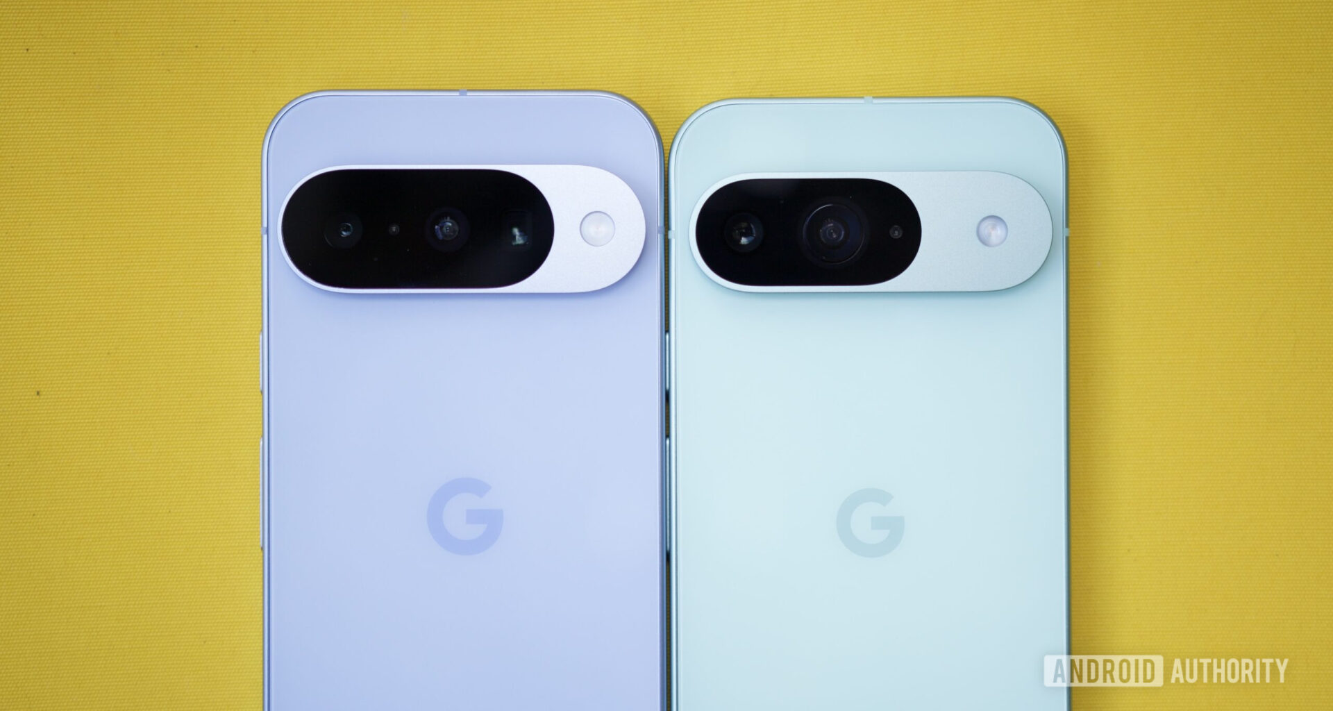 The Google Pixel 10 next to the Google Pixel 9.
