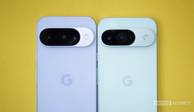 The Google Pixel 10 next to the Google Pixel 9.