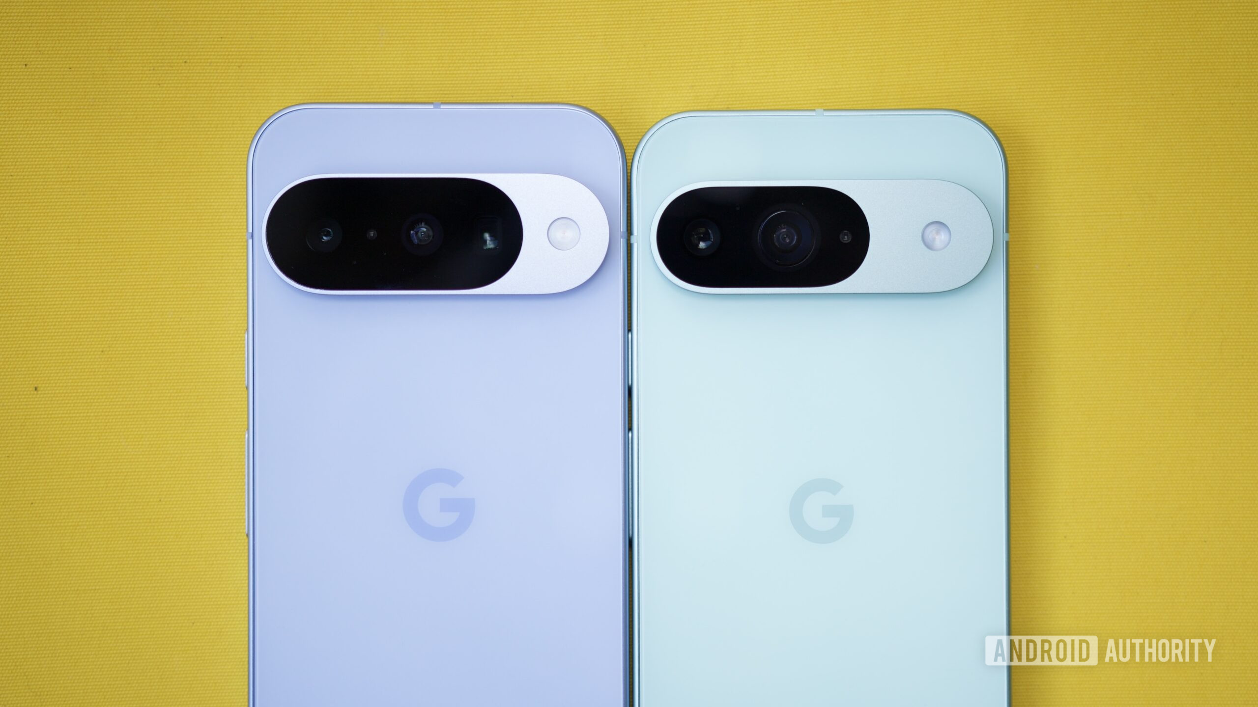 The Google Pixel 10 next to the Google Pixel 9.