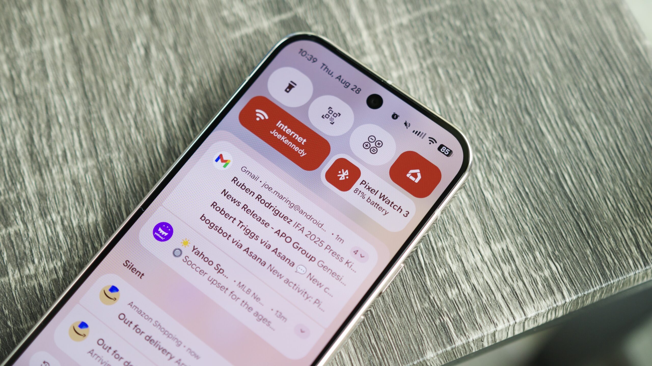Notification panel and Quick Settings on a Google Pixel 10 Pro.