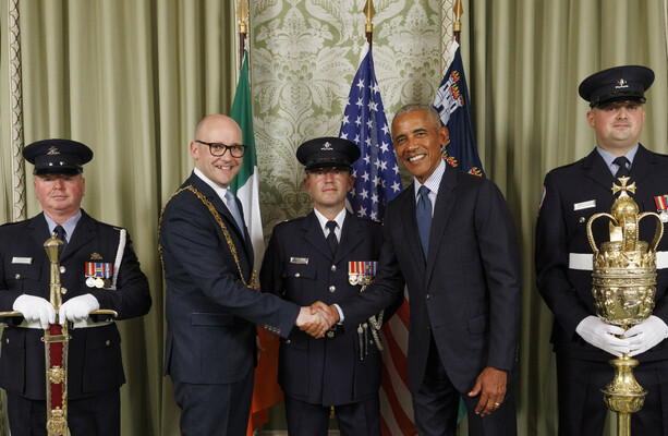 Obama got a pricey scroll, a book and whiskey from Dublin City Council