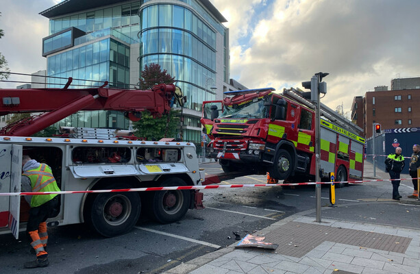 Dublin Bus driver brought to hospital after crash with fire engine - The Journal