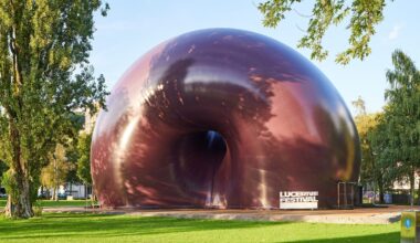 Ark Nova inflatable concert hall in Lucerne by Anish Kapoor and Arata Isozaki