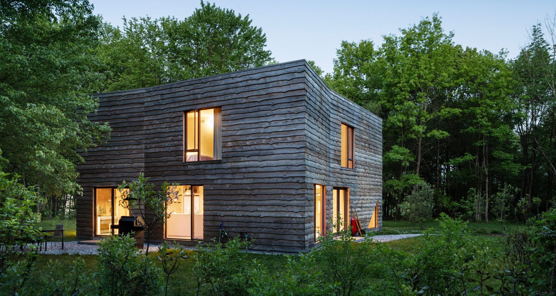 Exterior of CLT House in Hudson Valley by nArchitects