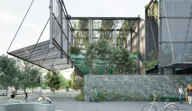 double-skin facade with solar panels and green walls reimagines power substation in shanghai