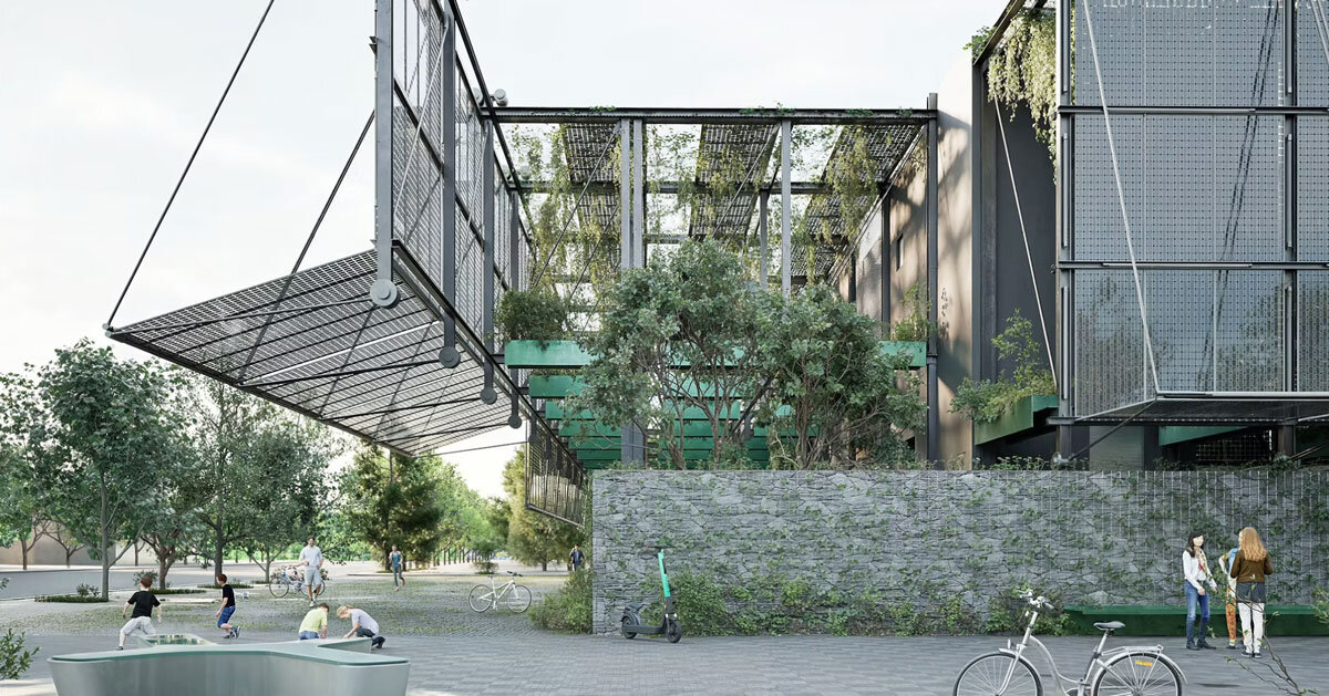 double-skin facade with solar panels and green walls reimagines power substation in shanghai