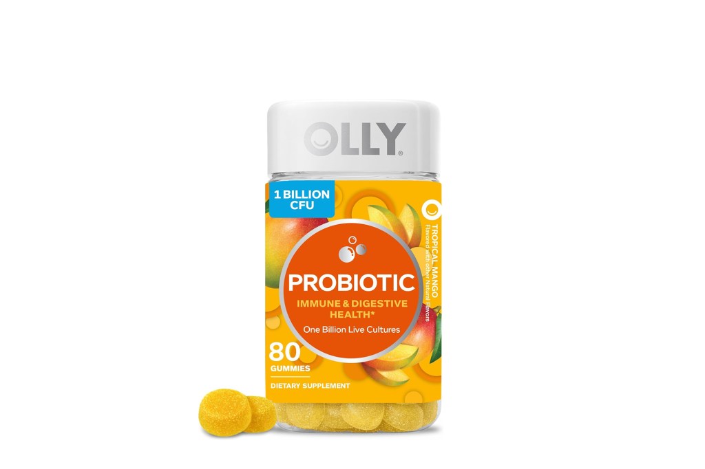 A bottle of probiotics named Olly