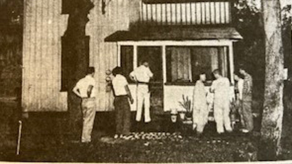 Outside murder scene of Norman Browne.