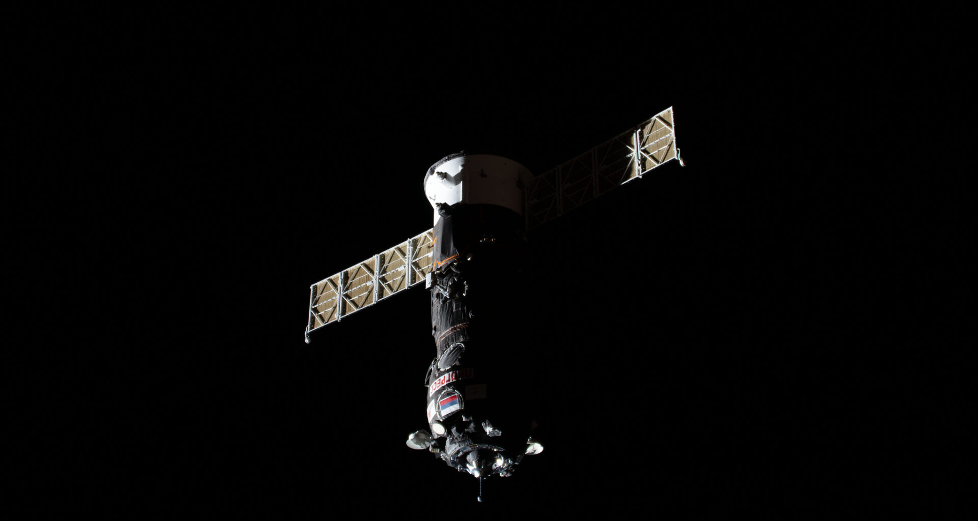 The Roscosmos Progress 92 cargo spacecraft approaches the International Space Station on July 5, 2025, for an automated docking to the orbital complex’s Poisk module.