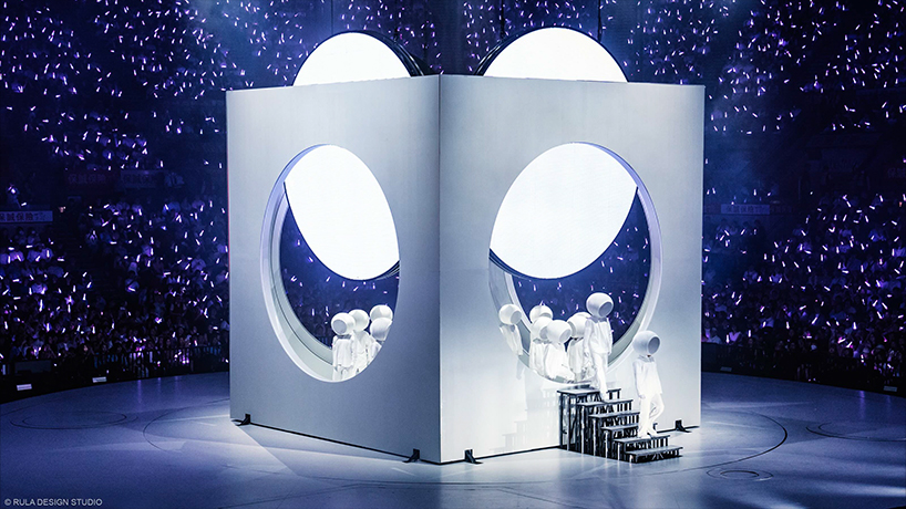 ruby law rula designs unfolding cube stage for white summer concert in hong kong 2
