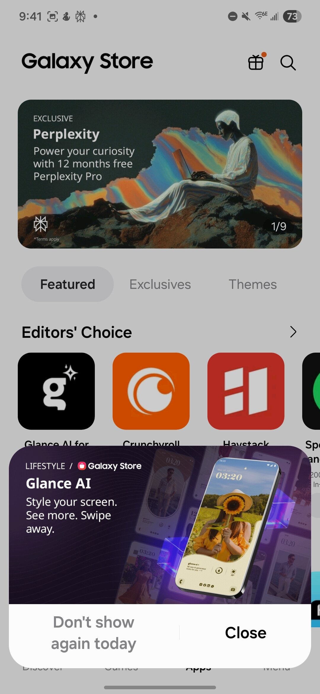 A pop-up ad in the Galaxy Store app.