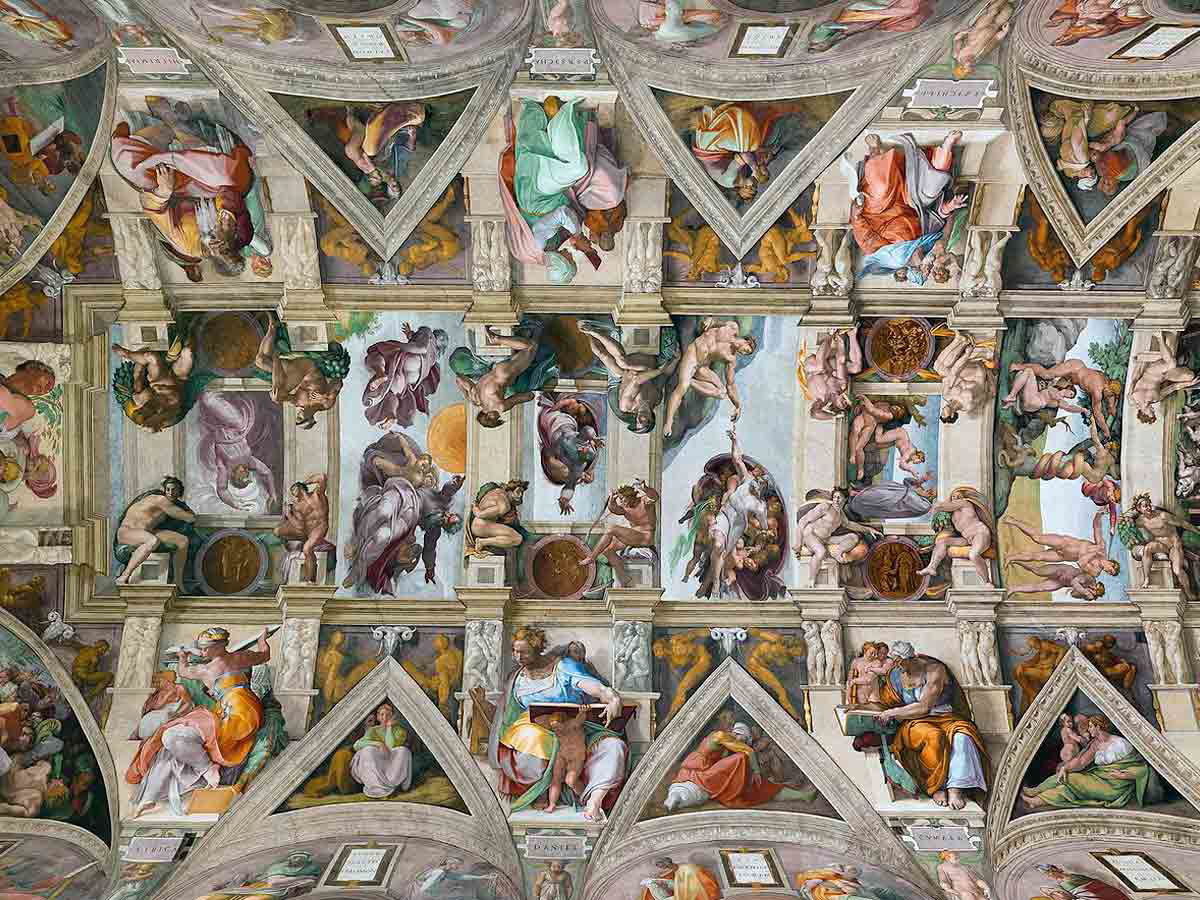 Michelangelo’s Sistine Chapel ceiling inside the Vatican Museums, Vatican City.