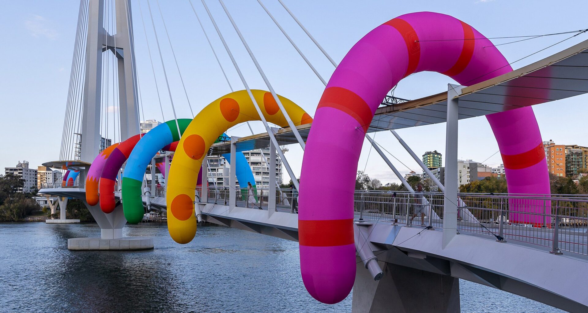Craig & Karl takes over Brisbane bridges with colourful inflatables