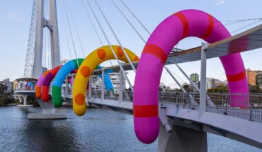 Craig & Karl takes over Brisbane bridges with colourful inflatables