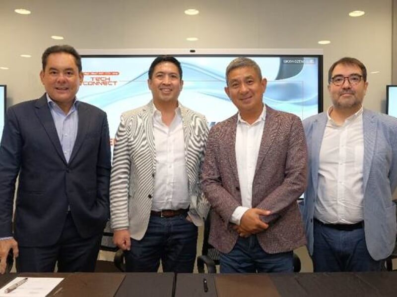PLDT Enterprise and SMS Global Technologies Inc. seal their partnership to augment SMSGT's solutions with PLDT Satellite Internet through Starlink. In photo (from left to right): Mitch Locsin, first vice president and head of enterprise core business, PLDT and Smart; Blums Pineda, SVP and head of enterprise business group, PLDT and Smart; Anthony Christian Angeles, president and CEO, SMS Global Technologies Inc.; and Javier Fernandez, head of sales – government, enterprise, & utilities, SMS Global Technologies, Inc./Photo from PLDT 