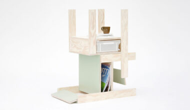 twin chairs by A204 reconfigure into tables and shelving units
