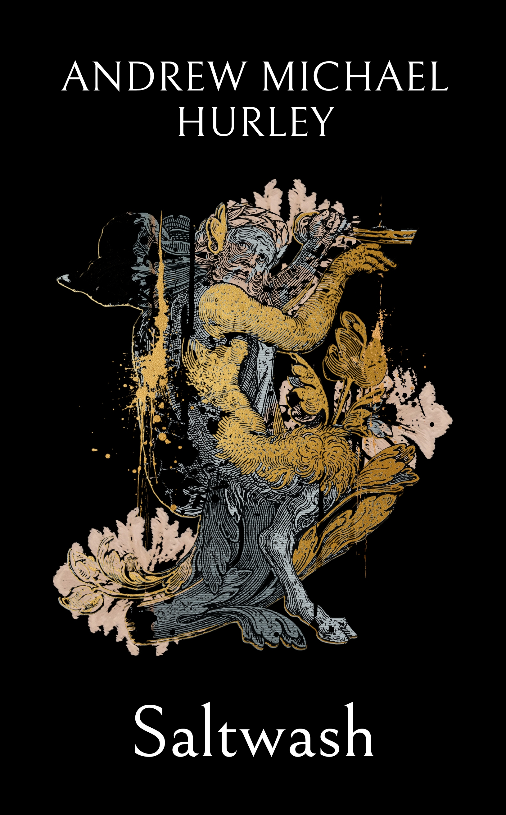 Illustration of a monstrous figure on a black background, looking through a spyglass.