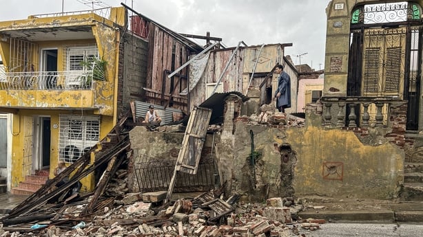 Damage is seen to a building in Cuba after Hurricane Melissa