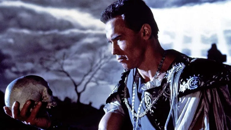 Arnold Schwarzenegger as Jack Slater playing Hamlet in Last Action Hero