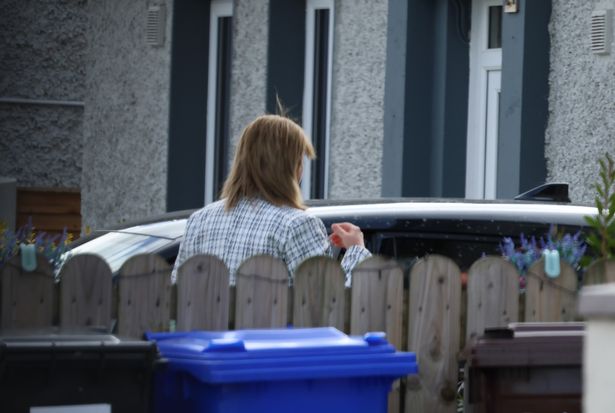 08/10/25 - Dayla Durnin's mother, Rhonda Byrne Tyson, opens the door of her car for her daughter Dayla Durnin as she ducks into her house in Drogheda this afternoon