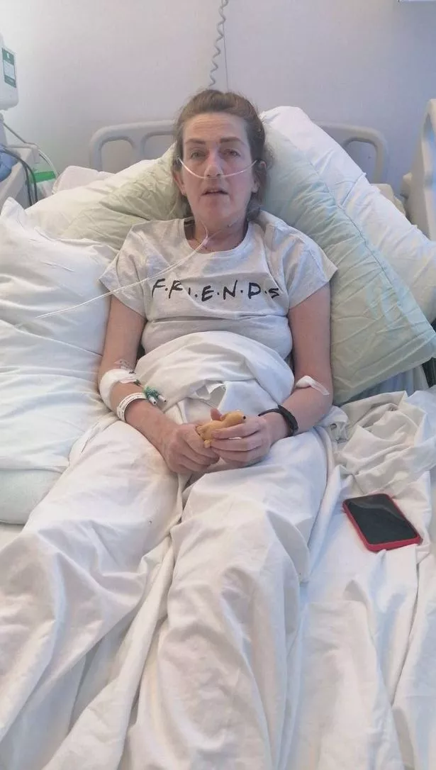 Heather Bluer in hospital before her transplant