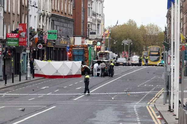 Dame Street was closed off for several hours.  Photo: Sam Boal /Collins Photos