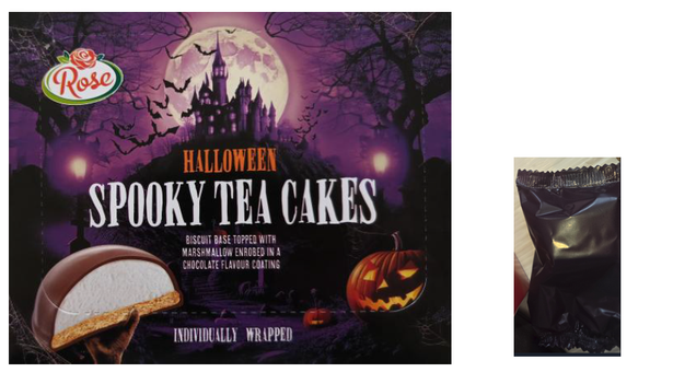 Undeclared egg in specific batches of mispacked Rose Halloween Spooky Tea Cakes