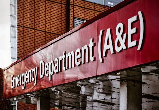 St Thomas Hospital East Wing Facade, Lambeth Palace Road, A&E Accident and Emergency Sign, London, UK