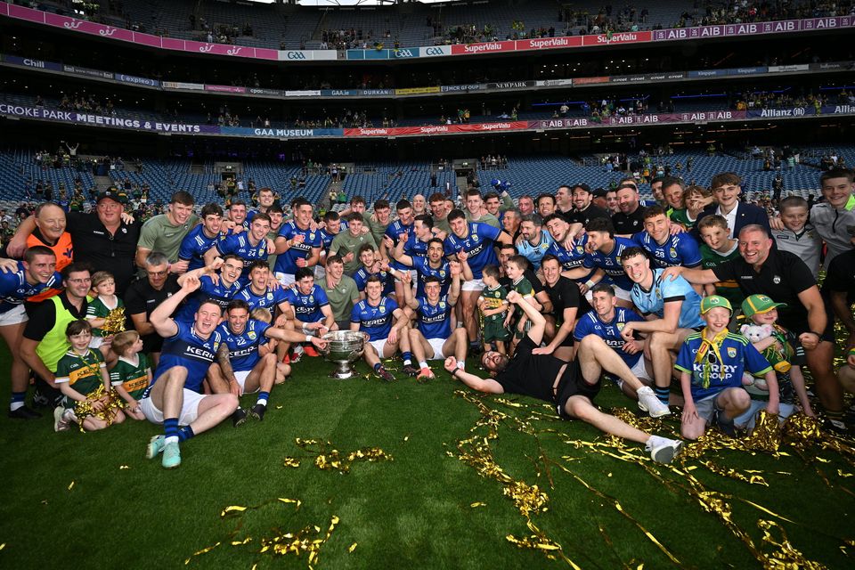 Kerry players and officials celebrate with the Sam Maguire cup after victory over Donegal in the All-Ireland SFC final at Croke Park in July. Photo: Sportsfile