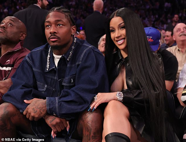 The Bodak Yellow hitmaker went Instagram official with Stefon, who is a wide receiver for the New England Patriots, back on June 1  (pictured together in May)