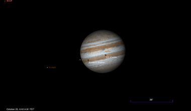 Two shadows on Jupiter’s cloud tops