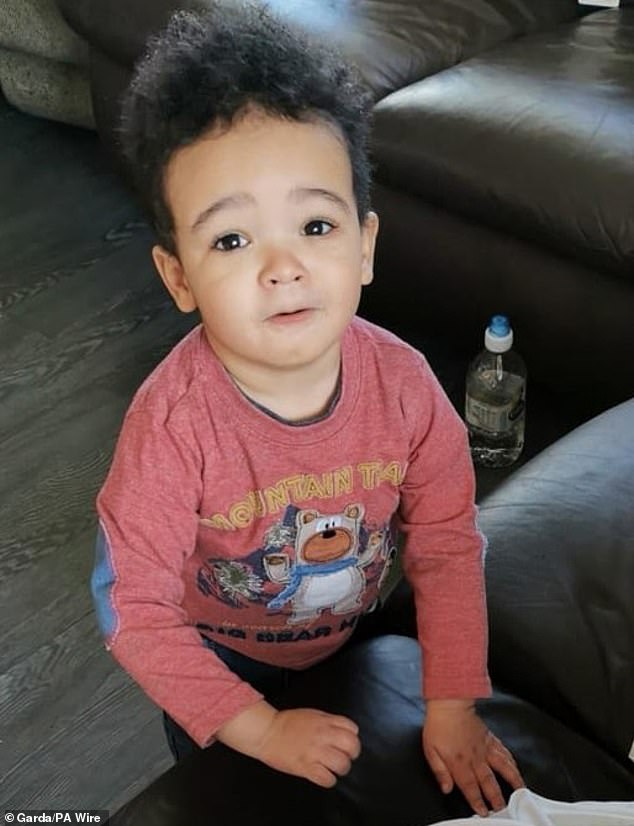 It took almost three weeks of digging in a vast marshy wasteland in north Dublin to find the skeletal remains of three-year-old Daniel Aruebose (pictured at around two years old)