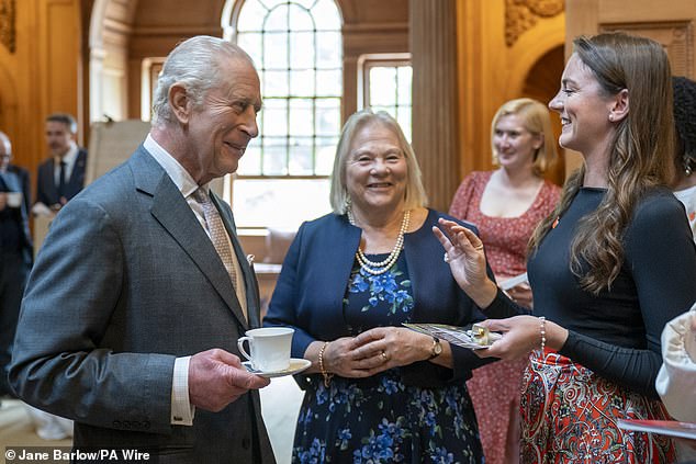 The King (pictured) hailed a group of 'amazing' young 'changemakers' earlier this week as he met them at Dumfries House in Scotland