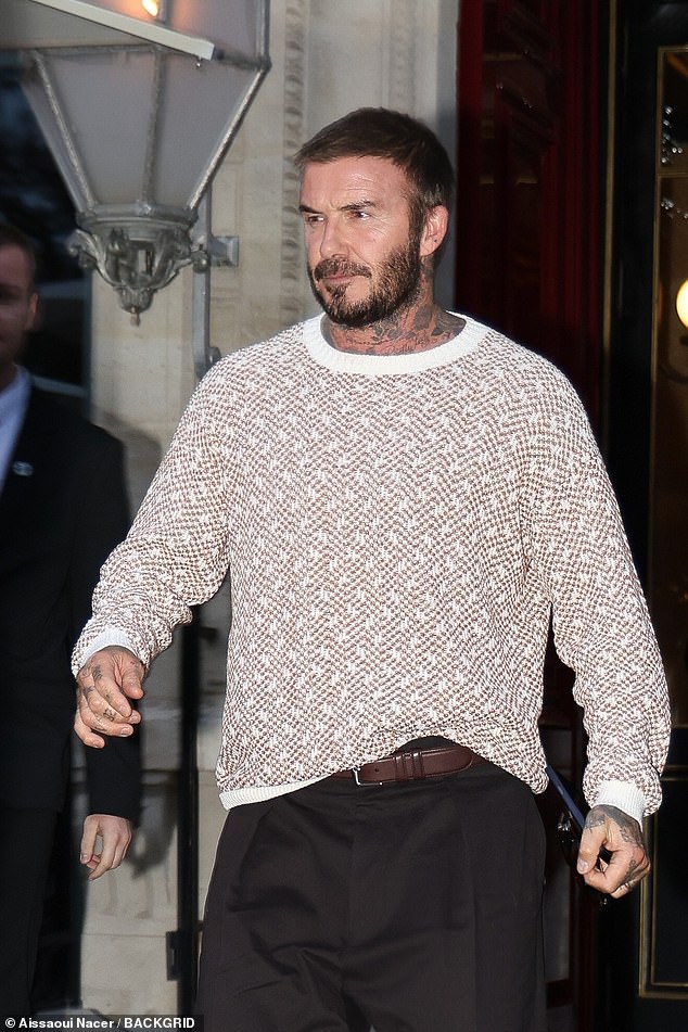 David Beckham was also snapped as he made his way to the venue, wearing a woolen sweater with black trousers