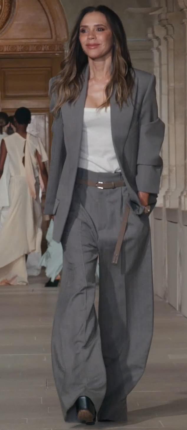 Victoria Beckham at her Paris fashion show last night