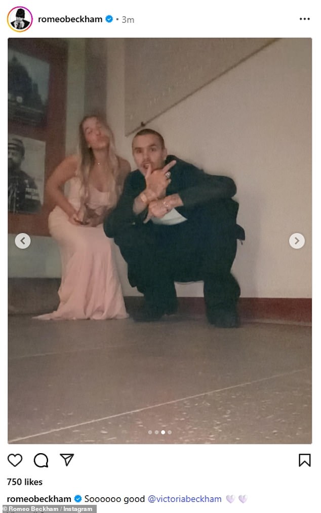 After the show, Romeo posted his own tribute tribute as he posed with sister Harper for a social media snap