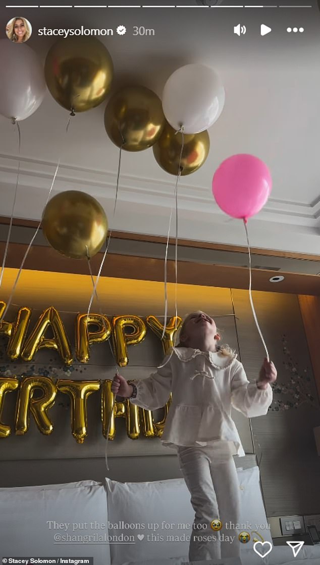 She revealed they were treated to a number of birthday balloons covering the wall and ceiling