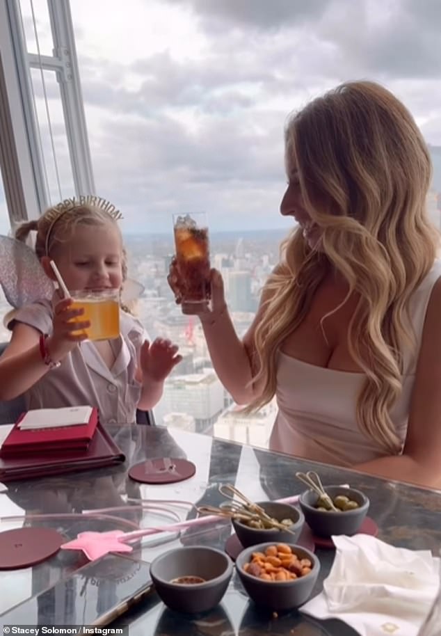 The TV presenter, 36, gave fans a glimpse on Instagram of her incredible stay as she and her little girl enjoyed a shopping spree in the city and an amazing sky view dinner