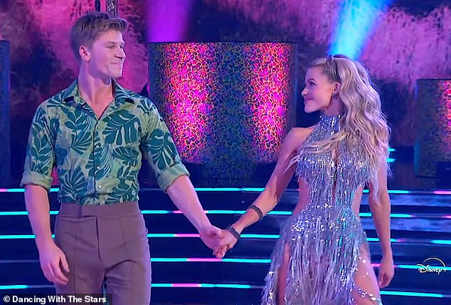 For Disney night, the Wildlife Warrior (left) and his partner Witney Carson (right) chose to perform the cha-cha-cha to Shakira ¿s Try Everything from the film Zootopia