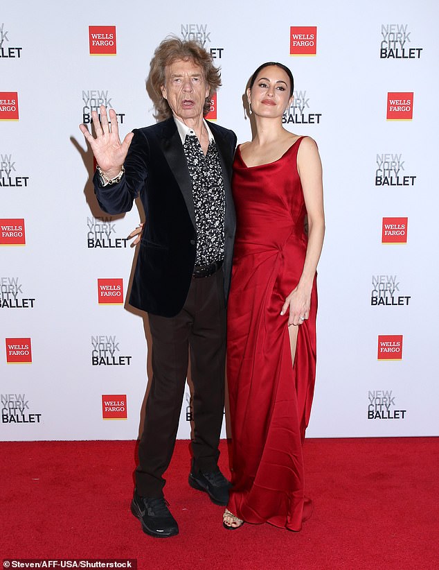 Mick Jagger looked over the moon when he and his fiancée Melanie Hamrick hit the red carpet for the New York City Ballet's 2025 Fall Fashion Gala on Wednesday evening