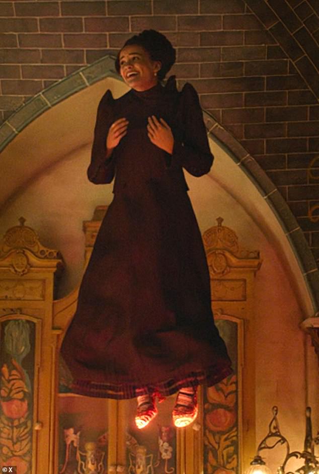 In the stage version, Elphaba uses her magic to help Nessarose walk, but in the movie, Elphaba will cast a magic spell onto Nessarose's slippers, which will make her fly